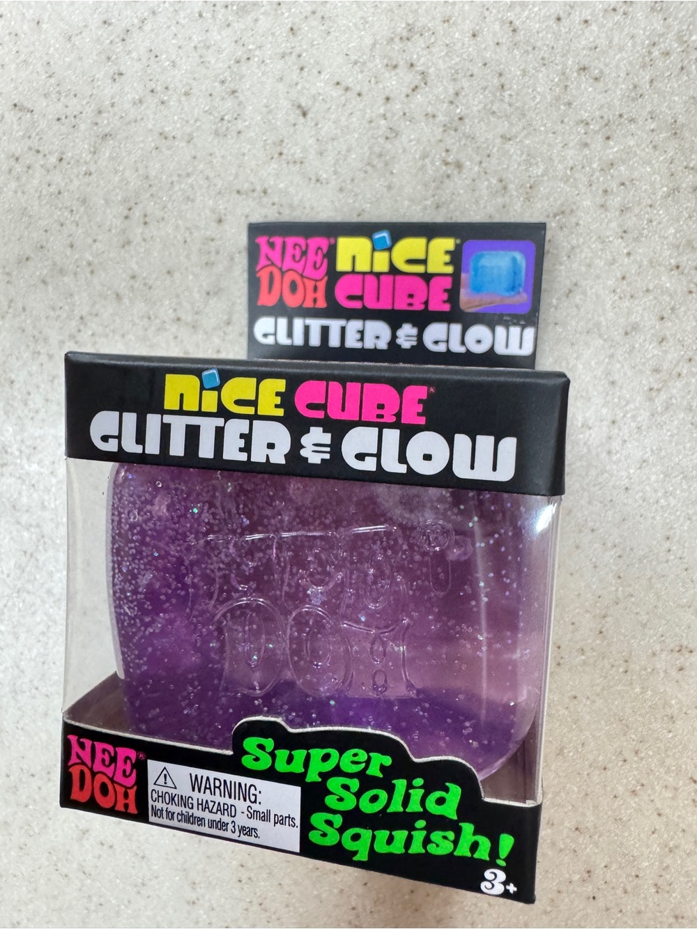NeeDoh Nice Cube Glitter & Glow Purple Squishy